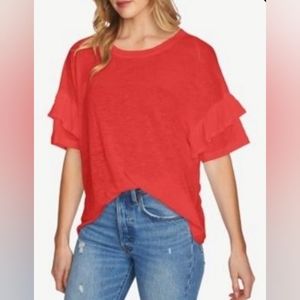 1. STATE Linen Ruffle- Sleeve Top
